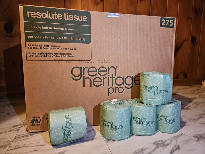 Bath Tissue Green Heritage Pro Single Roll, White, 96 Rolls Per Case, 500 Sheets, 2 ply