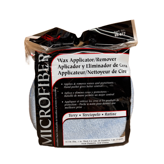 ROUND MICROFIBER POCKET WAX APPLICATOR - BLUE 5"