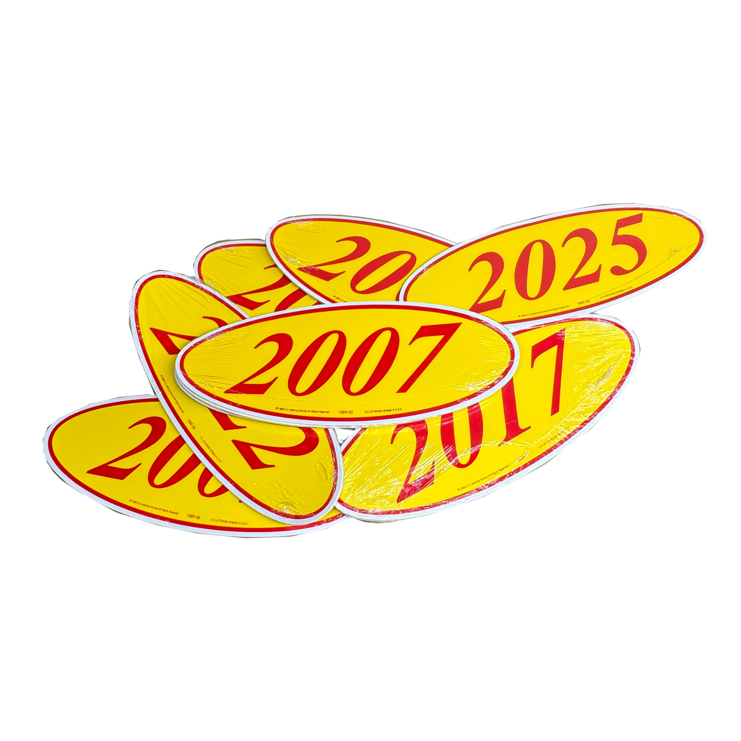 2007 Red & Yellow Oval Year Model {12 per pack}
