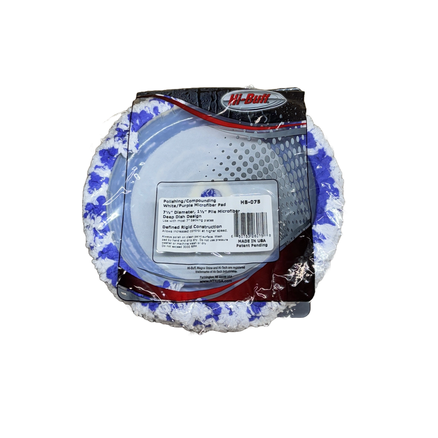WHT/PURPLE MOFO MICROFIBER BUFF PAD 7.5" X1.5