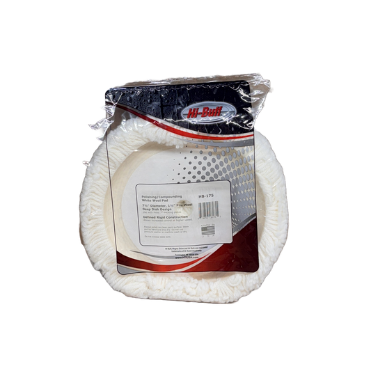 VELCRO WHITE WOOL BUFFING PAD- 7.5"" X 1.5