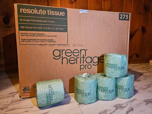 Bath Tissue Green Heritage Pro Single Roll, White,  96 Rolls Per Case, 500 Sheets, 2 ply