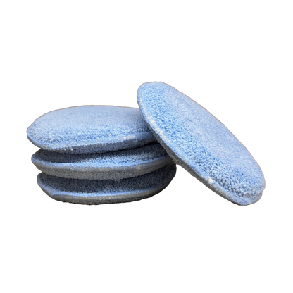ROUND MICROFIBER POCKET WAX APPLICATOR - BLUE 5"