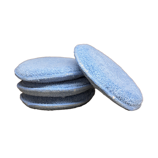 ROUND MICROFIBER POCKET WAX APPLICATOR - BLUE 5"