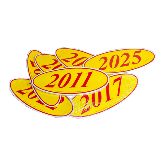 2011 Red & Yellow Oval Year Model {12 per pack}