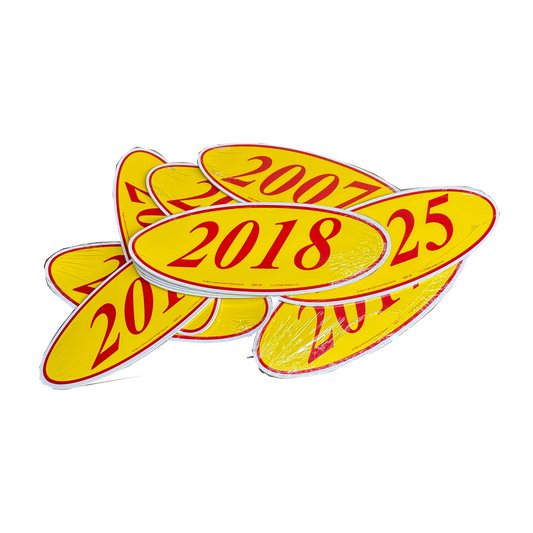 2018 Red & Yellow Oval Year Model {12 per pack}